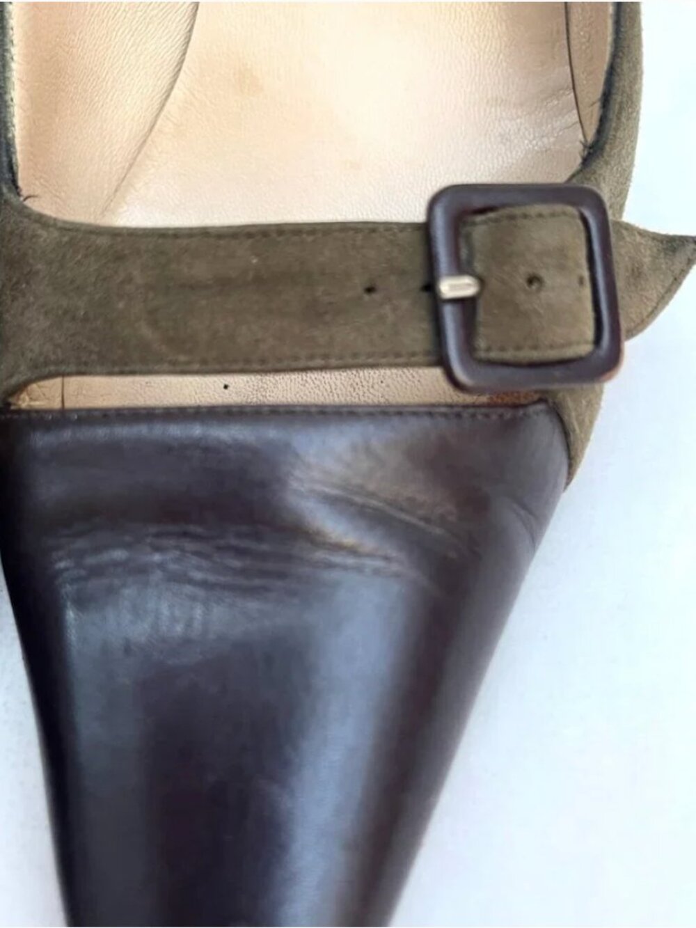 Manolo Blahnik color block suede/leather vintage heels 6 - Picture 10 of 11